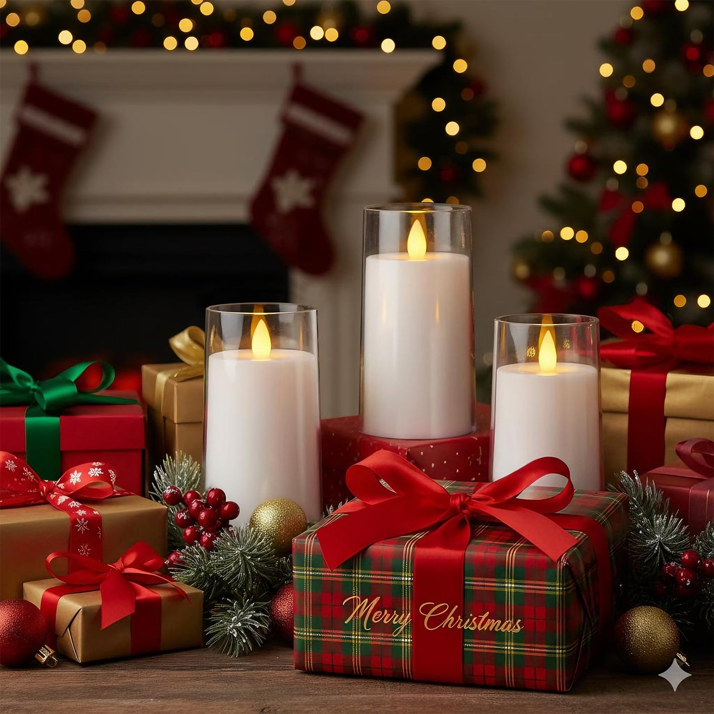 Raycare Flameless Electronic Pillar Candles with Remote Control and Timer- Battery Operated Realistic Flickering LED Fake Candle for Home, Wedding, Valentine's Day Decor, White,Set of 3(3"x4"5" 6")