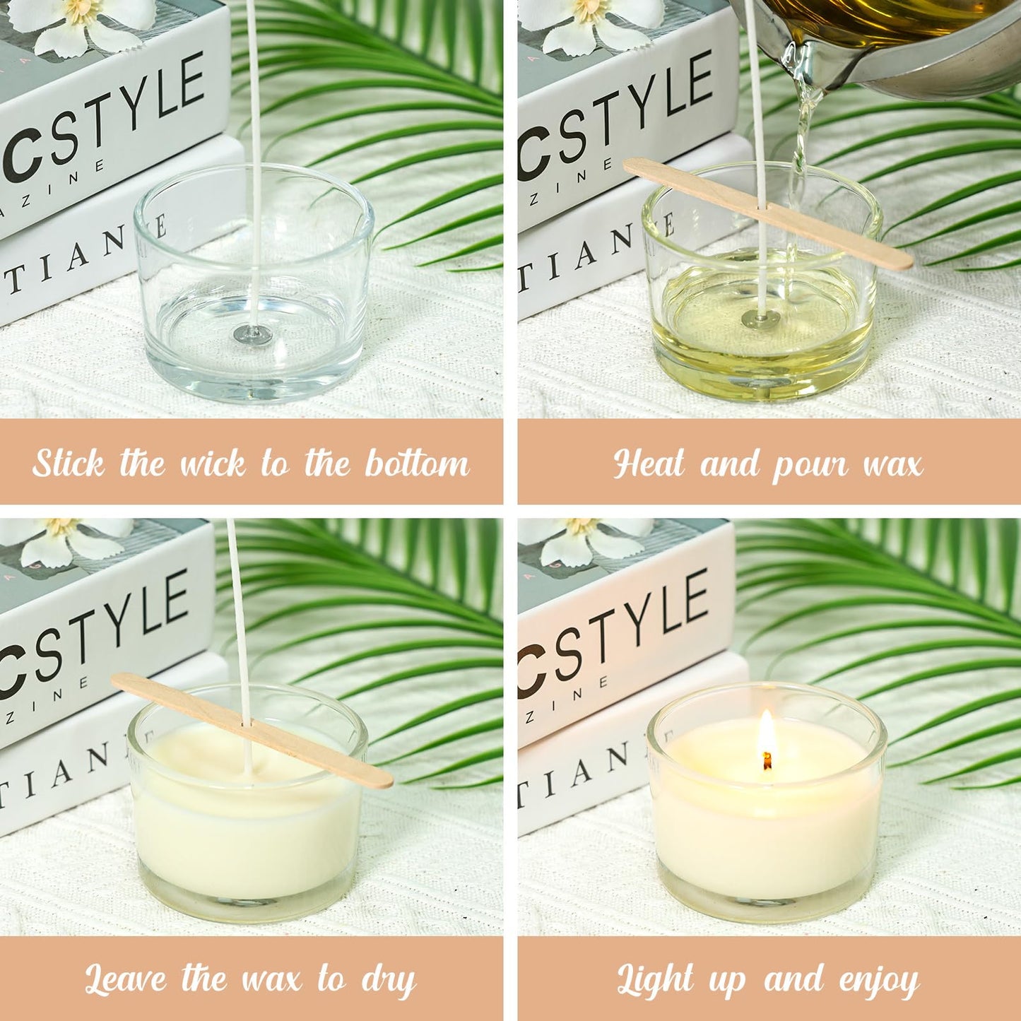 SUPMIND 30 Pack 4oz Clear Candle Jars, Small Wide Mouth Glass Empty Jars with Bamboo Lids for Making Candle, Bulk Container