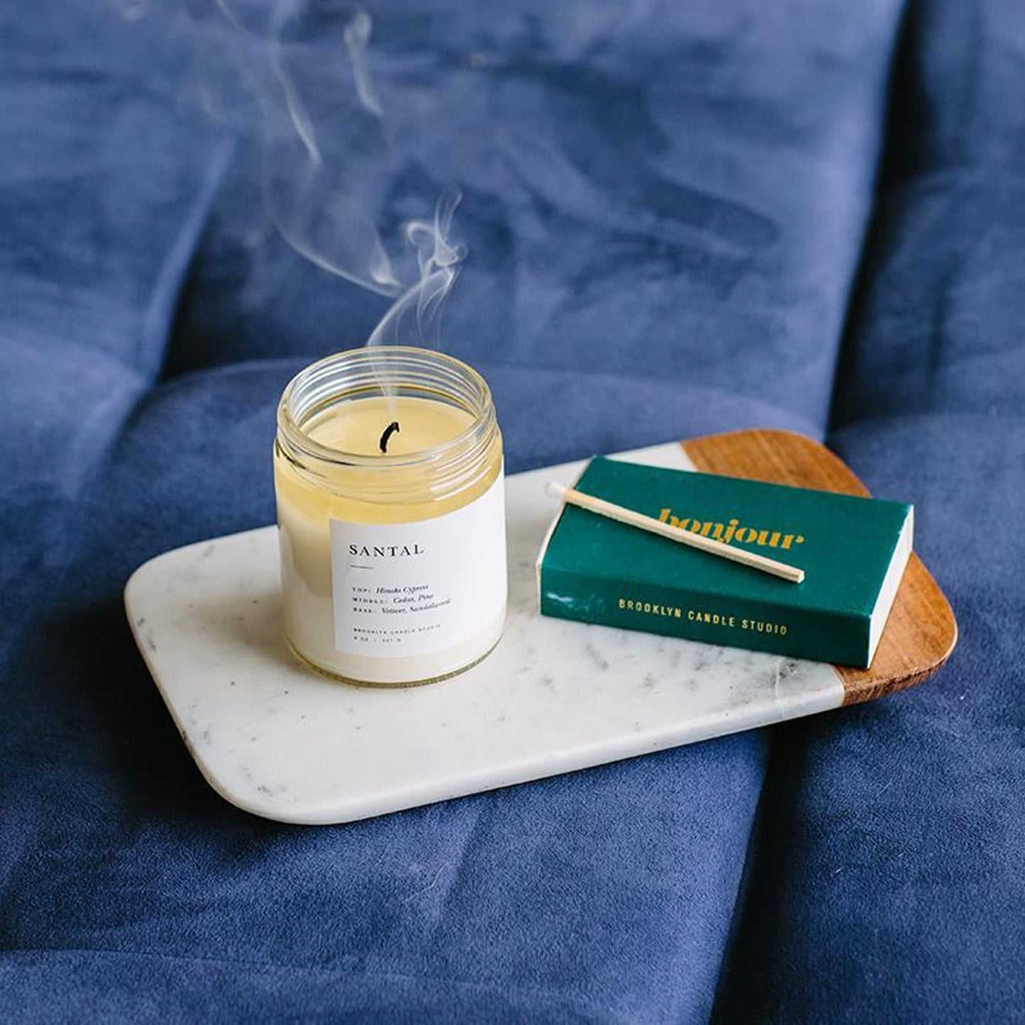 Brooklyn Candle Studio Santal Jar Candle - Luxury Scented Candle, Vegan Soy Wax, Hand Poured in The USA, 50 Hour Slow Burn Time - 7.5oz