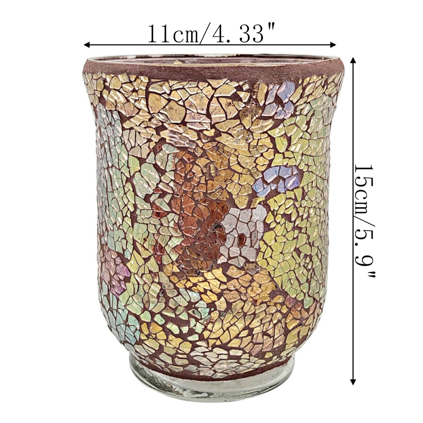 Glass Candlestick Romantic Mosaic Broken Candlelight Aromatherapy Candle Cup for Valentine's Day Christmas Thanksgiving Tables Center of Party Decorations(NO Candles)