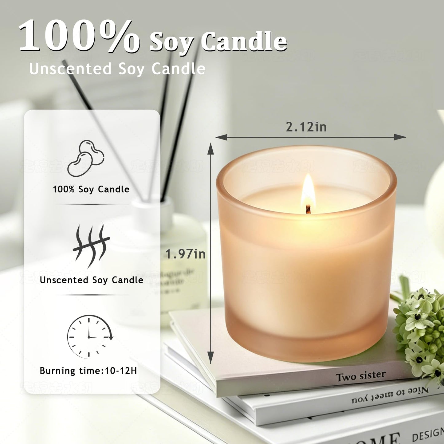 Set of 4 White Unscented Soy Candles,Warm Beige Glass Votive Candles, Hand-Poured Wax Candles for Home Décor, Aromatherapy, Spa, Holidays, Parties, and Weddings 10-12 Hours Burn Time (Warm Beige)