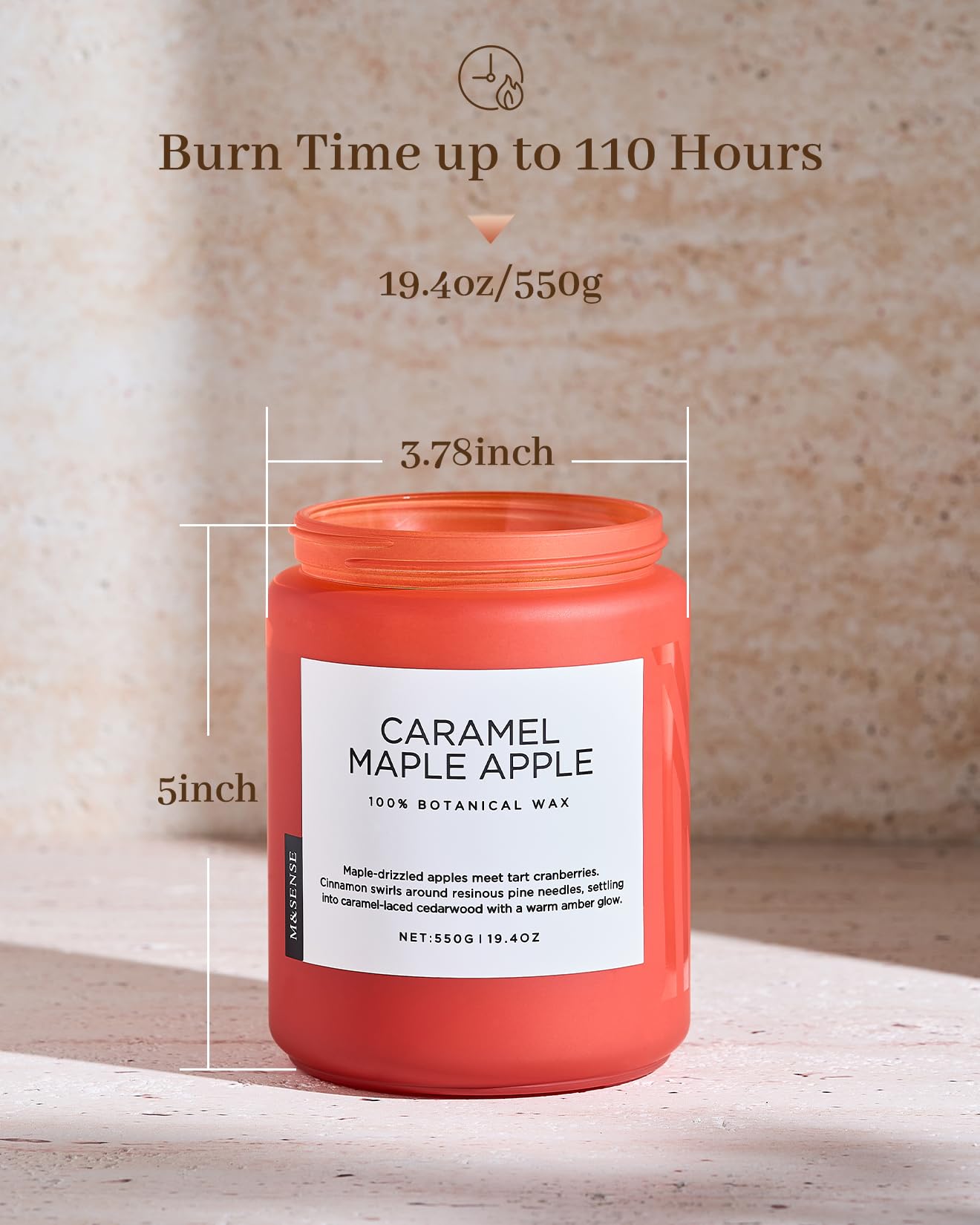 M&SENSE Caramel Apple Pie Candles for Home Scented, Natural Soy Wax 19.4oz Long Lasting 110 Hours Clean Non Toxic Large 2 Wick Candle Gifts for Easter Birthday Housewarming Gifts