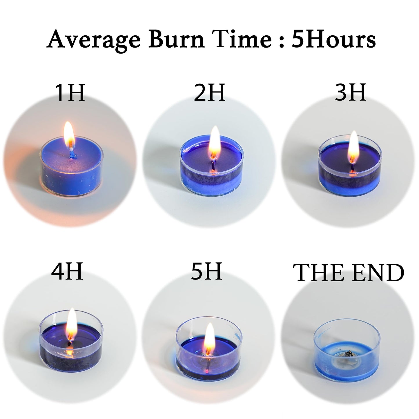 MUUFAZA 12 Unscented Natural Soy Tealight Candles in Clear Cups, 5H Long Clean Burning, Hand-Poured Indigo Mini Tea Candle Set for Parties, Spa, Meditation, Gift, Holiday, Emergency, Home Decor
