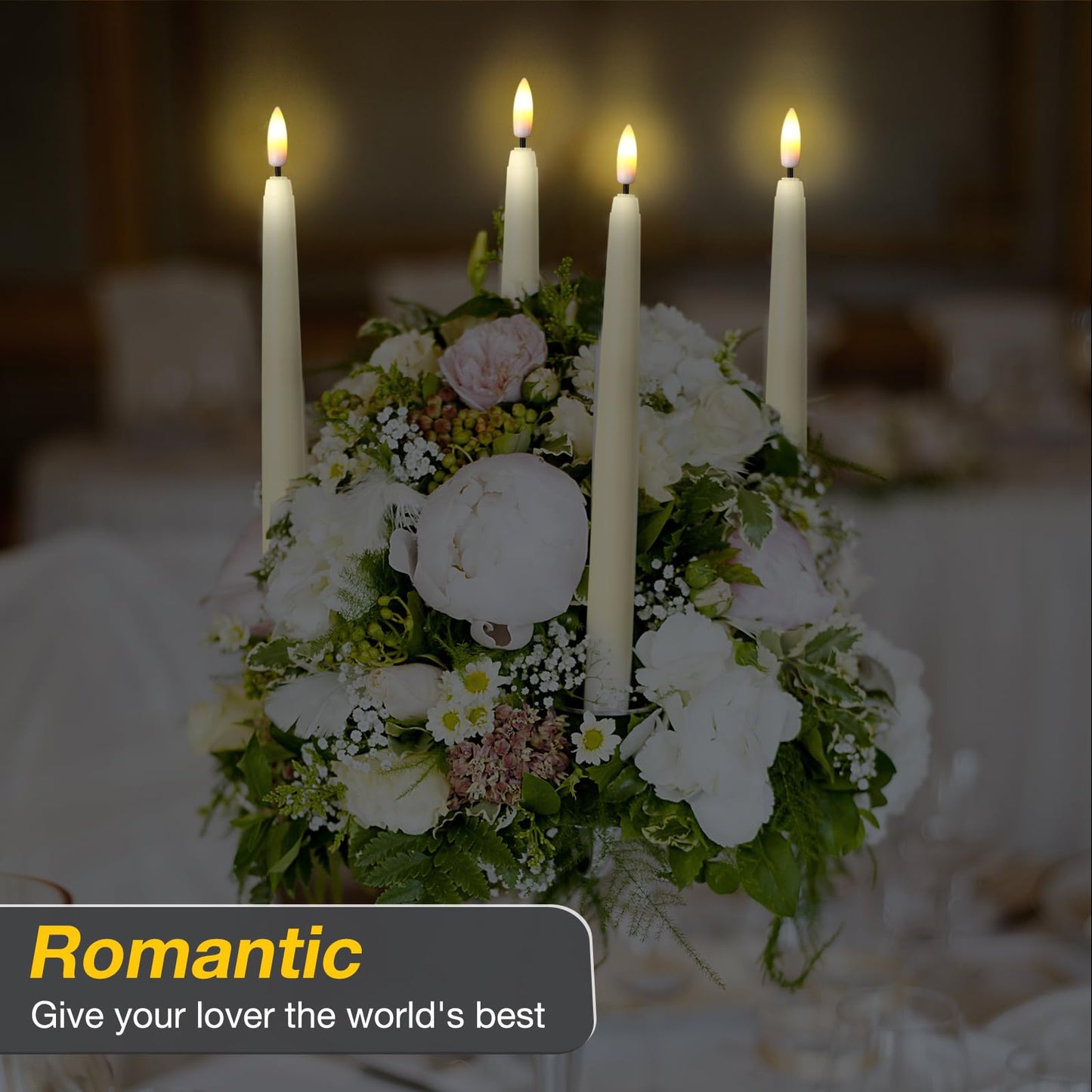 Reginary 48 Pcs Flameless Taper Candles with 4 Remote, Battery Operated Flickering Flameless Taper Candles 3D Wick Fire LED Faux Wax Lights for Wedding Christmas Holiday (Ivory,9.65 Inches)