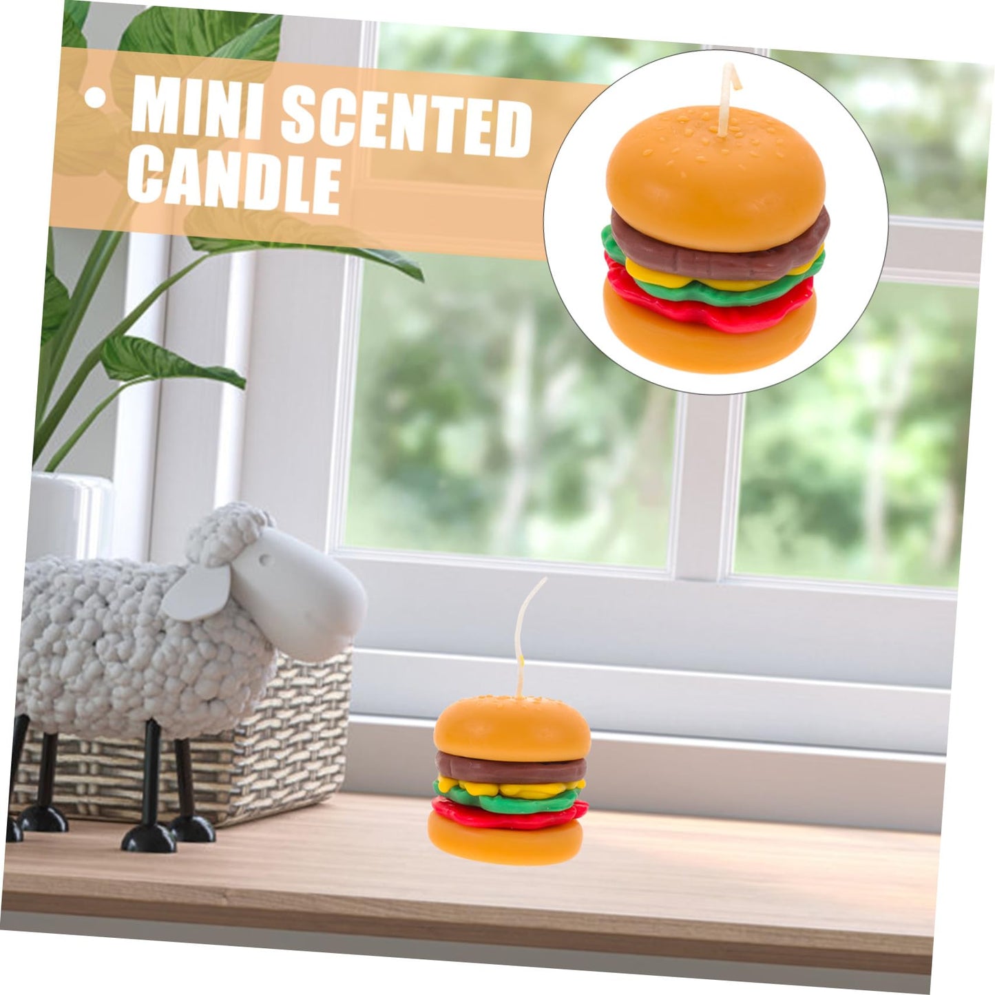 VICASKY Burger Shaped Scented Candle Mini Tealight 6.5x6.5cm Handmade Aromatherapy Soy Wax Decorative Birthday Home Desktop Ornament