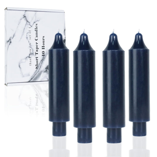 LPUSA Navy Short Taper Candles 6 inch Candle Sticks Unscented Dinner Candle Dripless for Home Decor,Christmas Table Decor，Weddings Festive Party Women Gifts，Set of 4