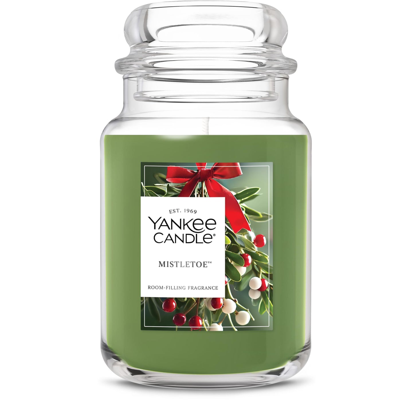 Yankee Candle Mistletoe, Christmas Scented Candle, 22oz Large Jar with up to 150 Hour Burn Time, Giftable