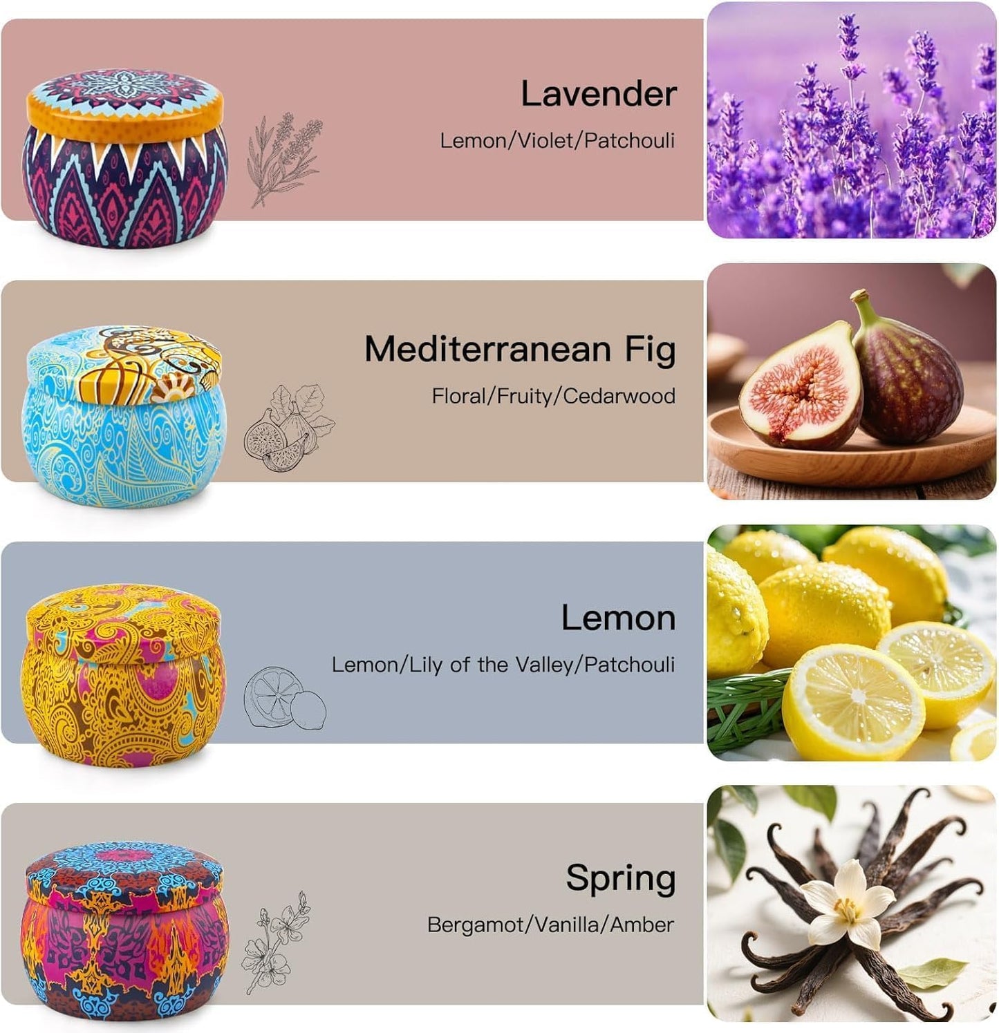 Candle Gift Set Bundle for Women, 2 Sets of 4 Scented Candles (8 Total), 8% Essential Oils, 240H Long Burning Aromatherapy Candles for Home