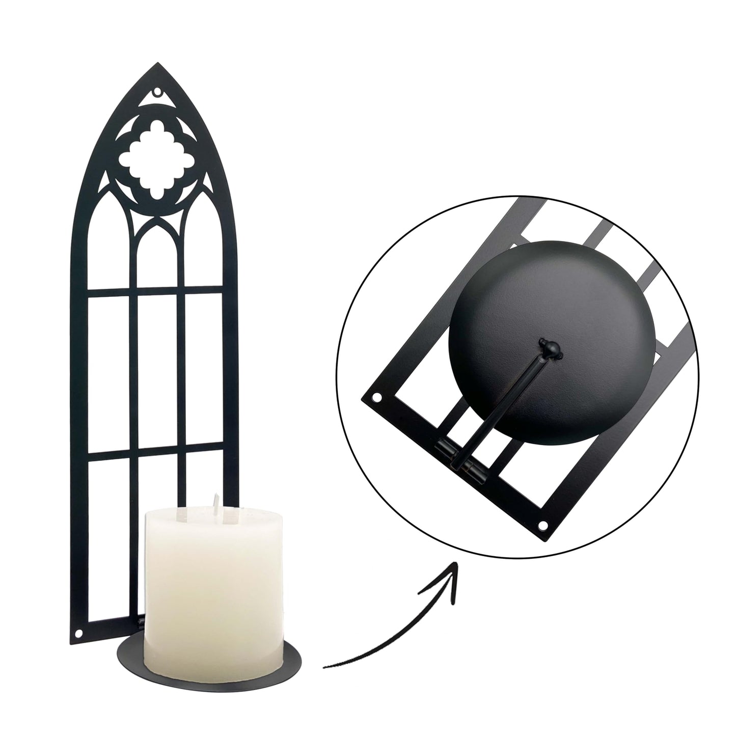 Unique Metal Gothic Wall Sconces Set of Two Candle Holder, Cathedral Gothic Wall Decor, Farmhouse Rustic Wall Art for Home, Dining Room, Living Room, Bathroom, Bedroom