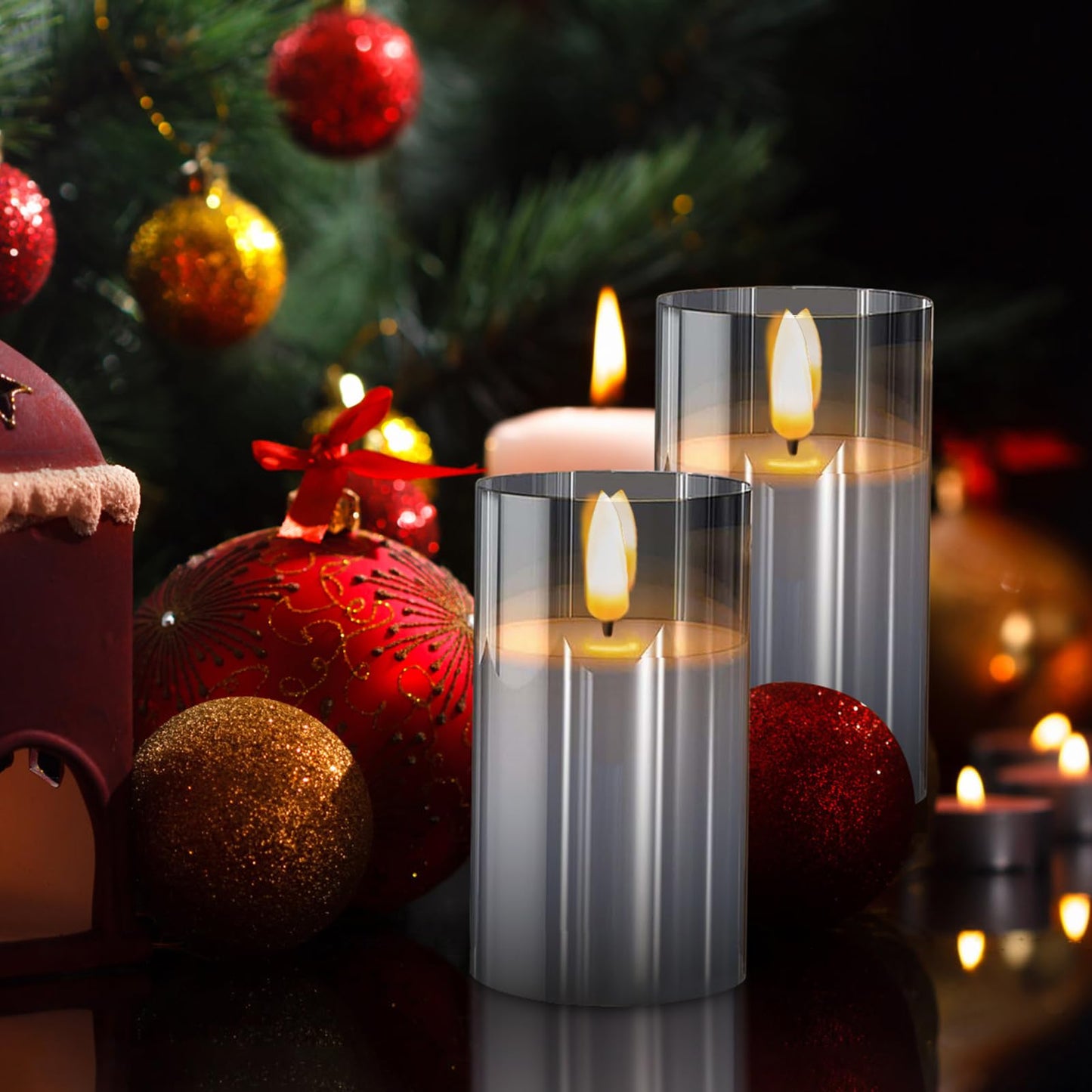 Sudifor Grey Flameless Candles,5 Pack Fake Battery Candles Flickering,Led Candle Lights-Battery Operated Candle with Remote&Timer for Birthday, Party,Home, Bars and Hotel Decoration