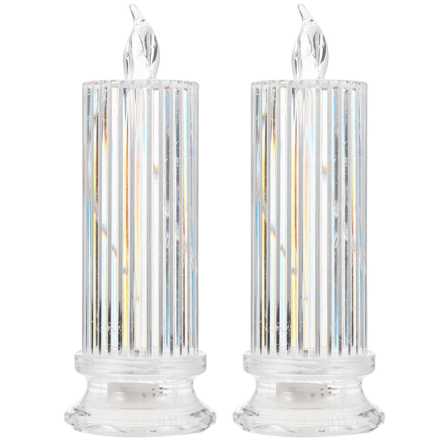 Beavorty 2pcs Electronic Candle Light Electric Candle Stick Artificial Candlestick Long Burning Taper Candle Glitter lamp Memorial Candles Flameless Candle Light Window Plastic Romantic