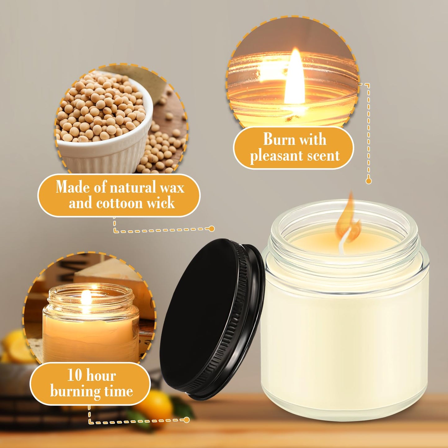 MTLEE 36 Pcs Mini Mason Jar Candles Favors Bulk 4 oz Small Scented Jar Candles with Lids for Birthday Wedding Party Gift(Lemon, Citrus, Coconut Milk)