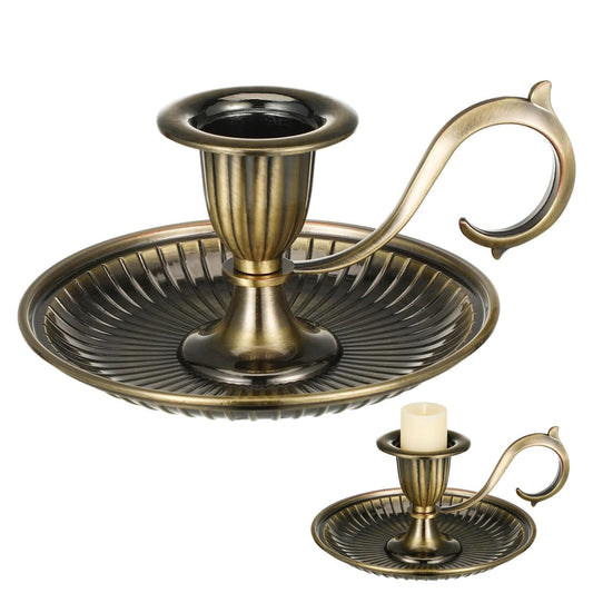 Vintage Candle Holder Candlestick Holder: Taper Candle Holders for Table Decor, Vintage Bronze Candles Stick Holders with Handle,Candles Stand Chamberstick Handheld for Party Wedding Decor Gift