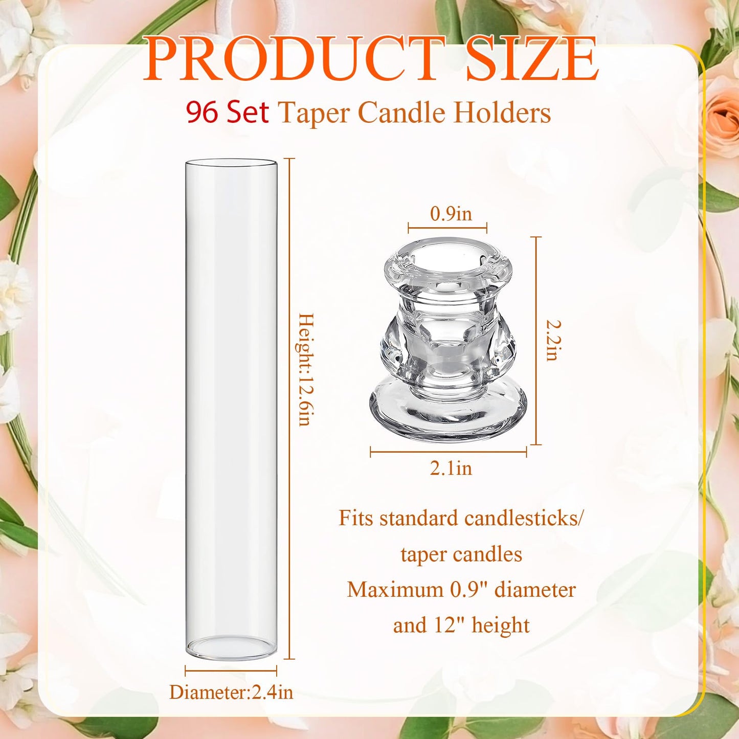 Teenyyou 36 Set Glass Hurricane Candle Holders Bulk 12.6" Open Ended Glass Candleholder Tube Shape Bottomless and 2.2" Taper Clear Candlestick Holders for Wedding Table Centerpiece (Clear)