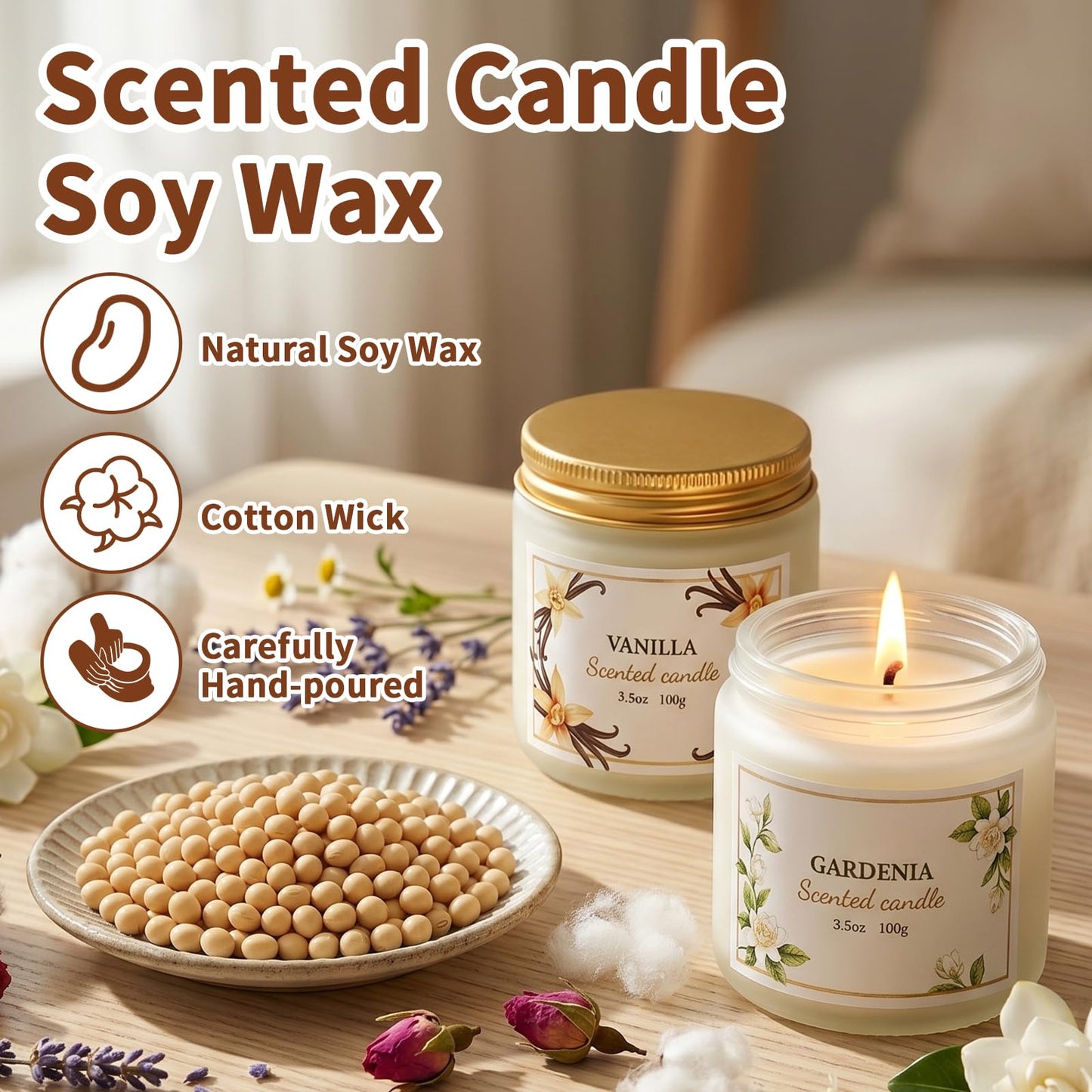 Aeraroma Scented Candles for Women, Floral Soy Candles for Home Scented, 6 Pack Relaxing Candles for Women Stress Relief, Aromatherapy Candles Gifts for Woman Birthday Anniversary Bath Yoga