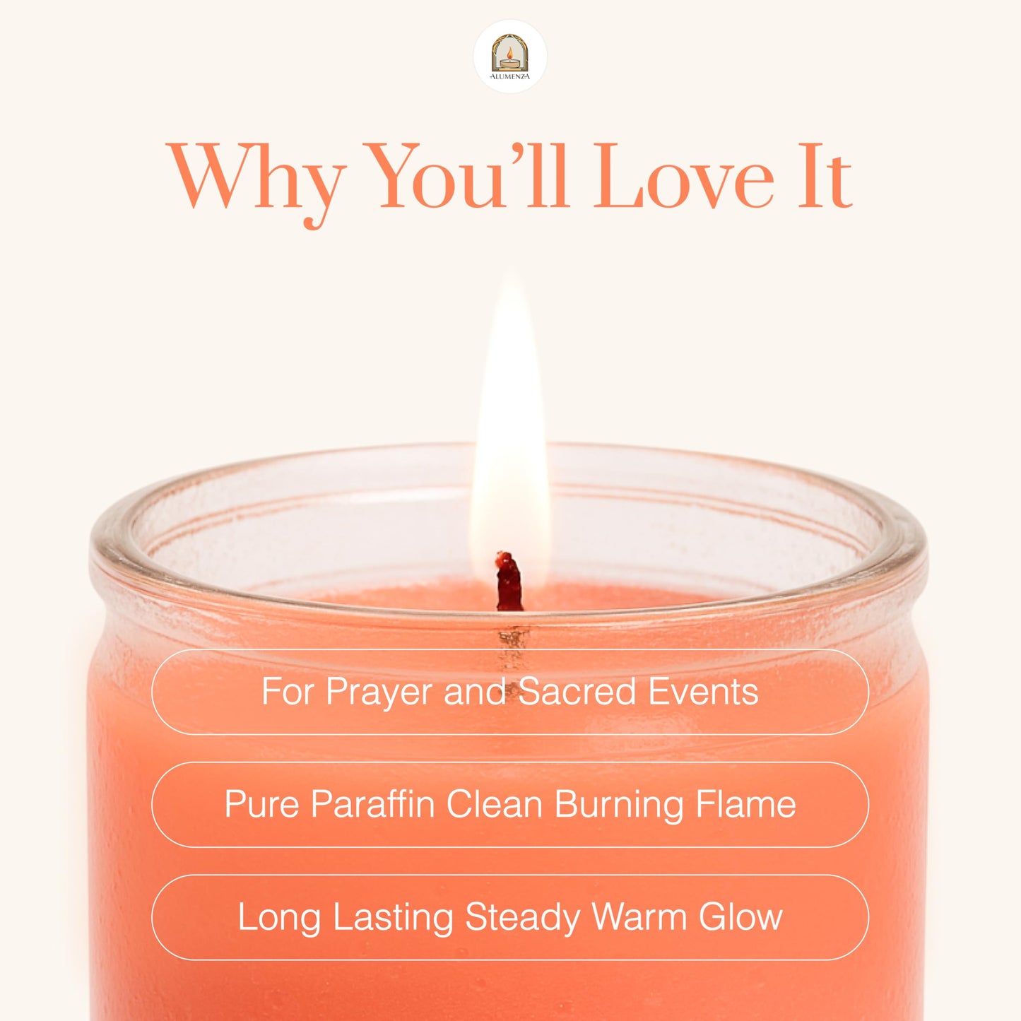 Alumenza Bulk 6 Pack Pink 7 Day Candles in Glass Jar – Paraffin Wax, Clean Burning Unscented | Large & Tall Devotional Prayer Pillar Candles for Home, Memorial, Spells, Long Lasting