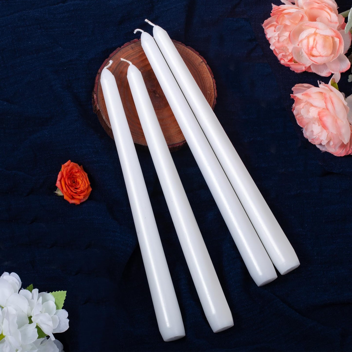 Everymoment White Taper Candles - 48 Pack 10 Inch Candlesticks - Dripless & Smokeless for 8 Hours - Unscented Paraffin Wax - Perfect for Wedding Christmas Halloween Holiday Dinner Table & Home Decor