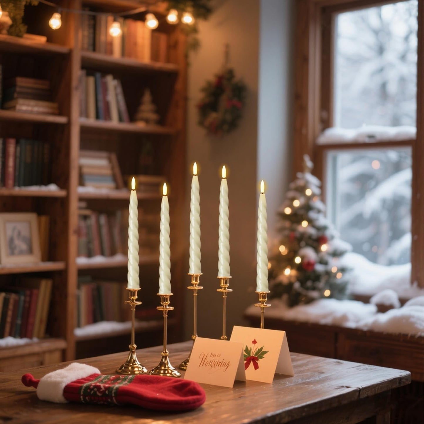 Wondise Flameless Taper Candles with Remote Timer, Real Waxy Ivory Battery Operated Candlesticks 3D Wick LED Candles for Halloween Christmas Holiday Wedding Decoration (2 Pack
