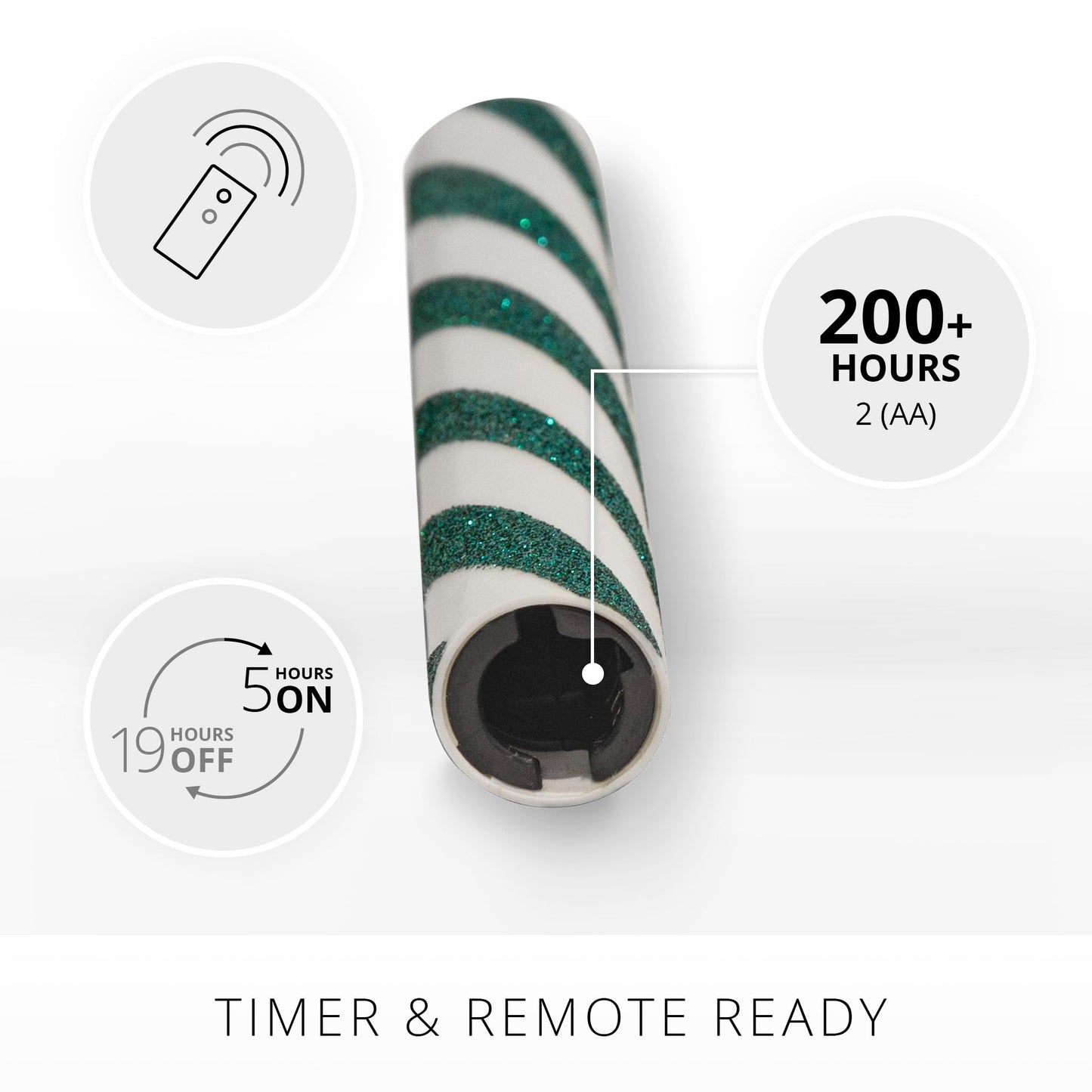 Luminara - Flameless Battery Operated Taper Candle - Candy Cane Green- Pack of 2-1x9.75 - LED Flickering Flame- Realistic Safe for Home Kids and Pets