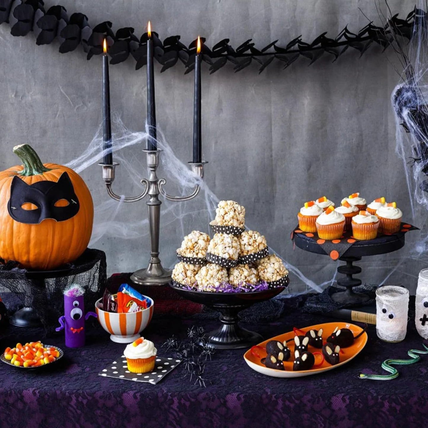 0.87×12 Inch Black Taper Candles, 6 Pack Halloween Taper Candles with Cotton Wicks, Unscented and Smokeless Tall Candlesticks Ideal for Weddings, Dinner Festivals, and Home Décor