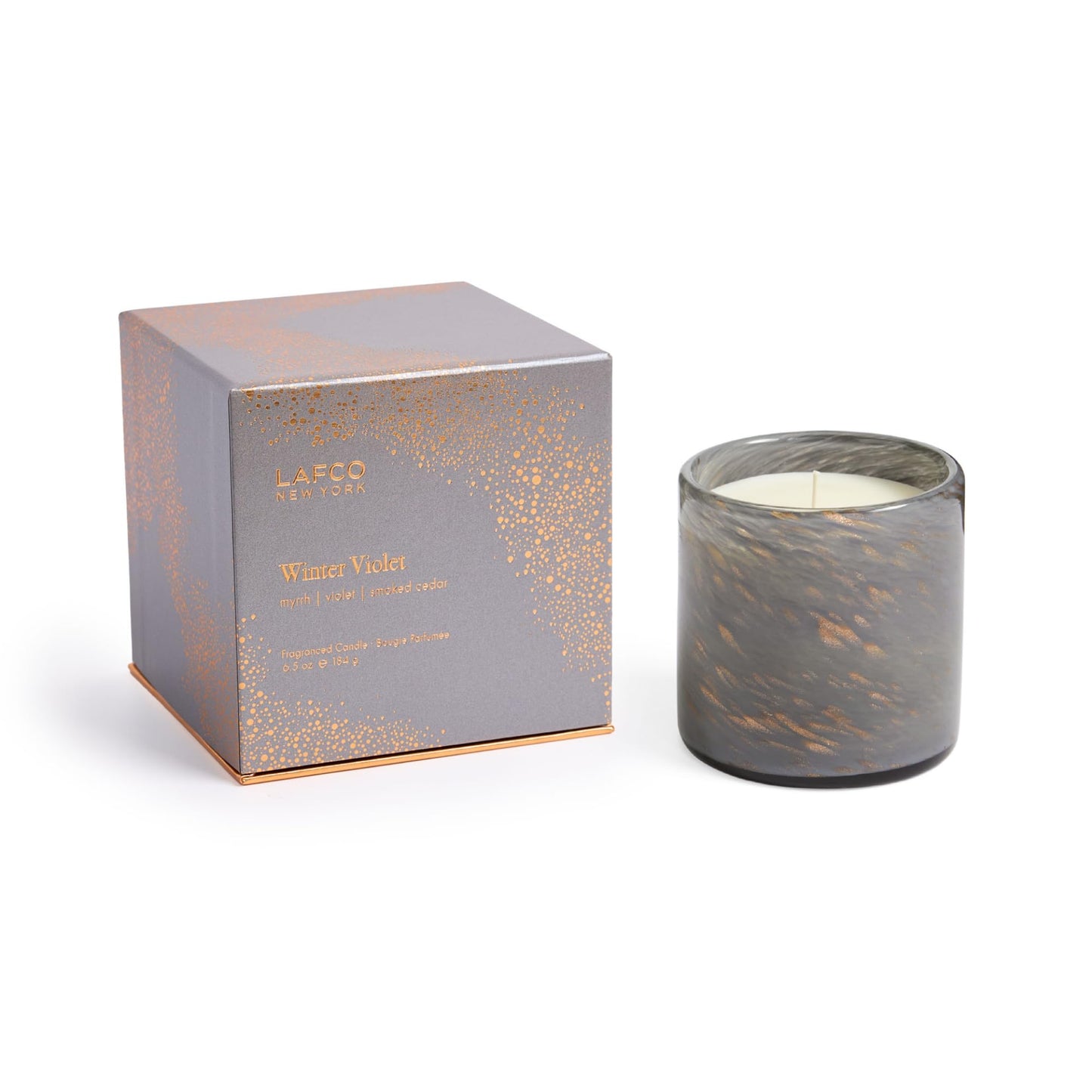 LAFCO New York 2025 Holiday Classic Candle, Winter Violet - 6.5 oz - 50-Hour Burn Time - Reusable, Hand Blown Glass Vessel - Made in The USA
