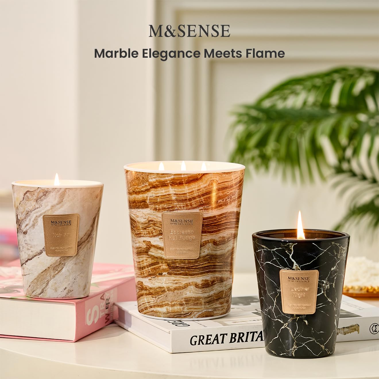 M&SENSE Extra Large Candle 35oz 150H NoirAir Scented Candle, 3 Wick Highly Scented Jar Candle, XL Candles Gift for Stress Relief, Meditation, Yoga