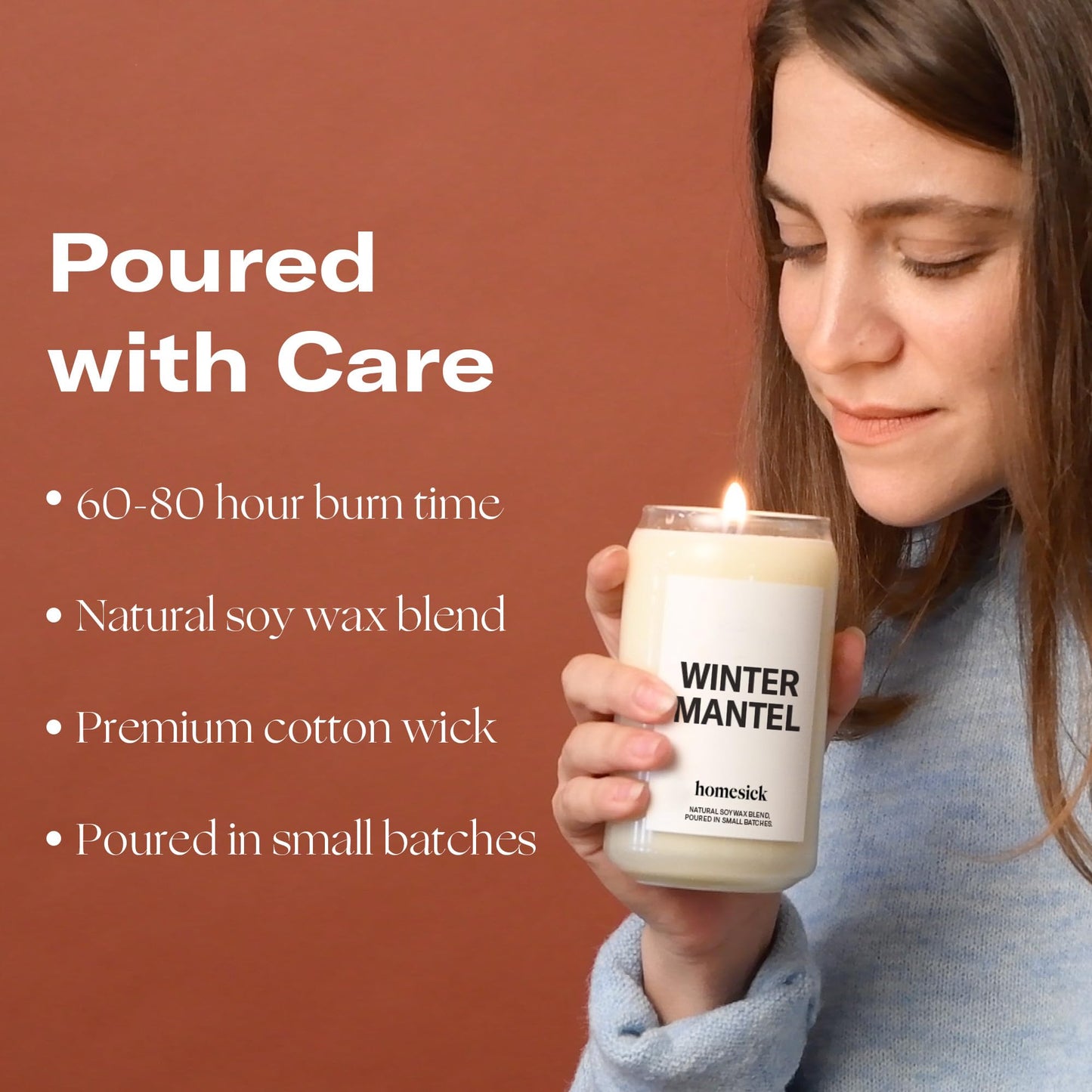 Homesick Scented Candles for Home (Winter Mantel) - 13.75 oz Long-Lasting Soy Wax Blend Jar Candle Gifts for Women & Men for All Occasions, 60-80 Hours Burn Time - Notes of Fraser Fir & Holly Berry