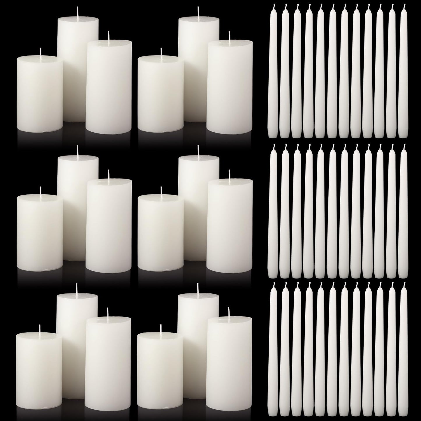 MTLEE 54 Pcs Unity Candles Set for Christmas Unity 4" 5" 6" White Pillar and 10'' Taper Candles Bulk Ceremony Wedding Decorations Accessories for Banquet Party Centerpiece Dining Home Decor