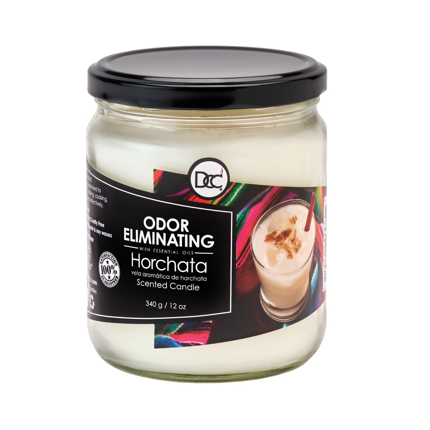 Horchata Odor Eliminating Highly Fragranced Candle - Eliminates 95% of Pet, Smoke, Food, and Other Smells Quickly - Up to 80 Hour Burn time - 12 Ounce Premium Soy Blend