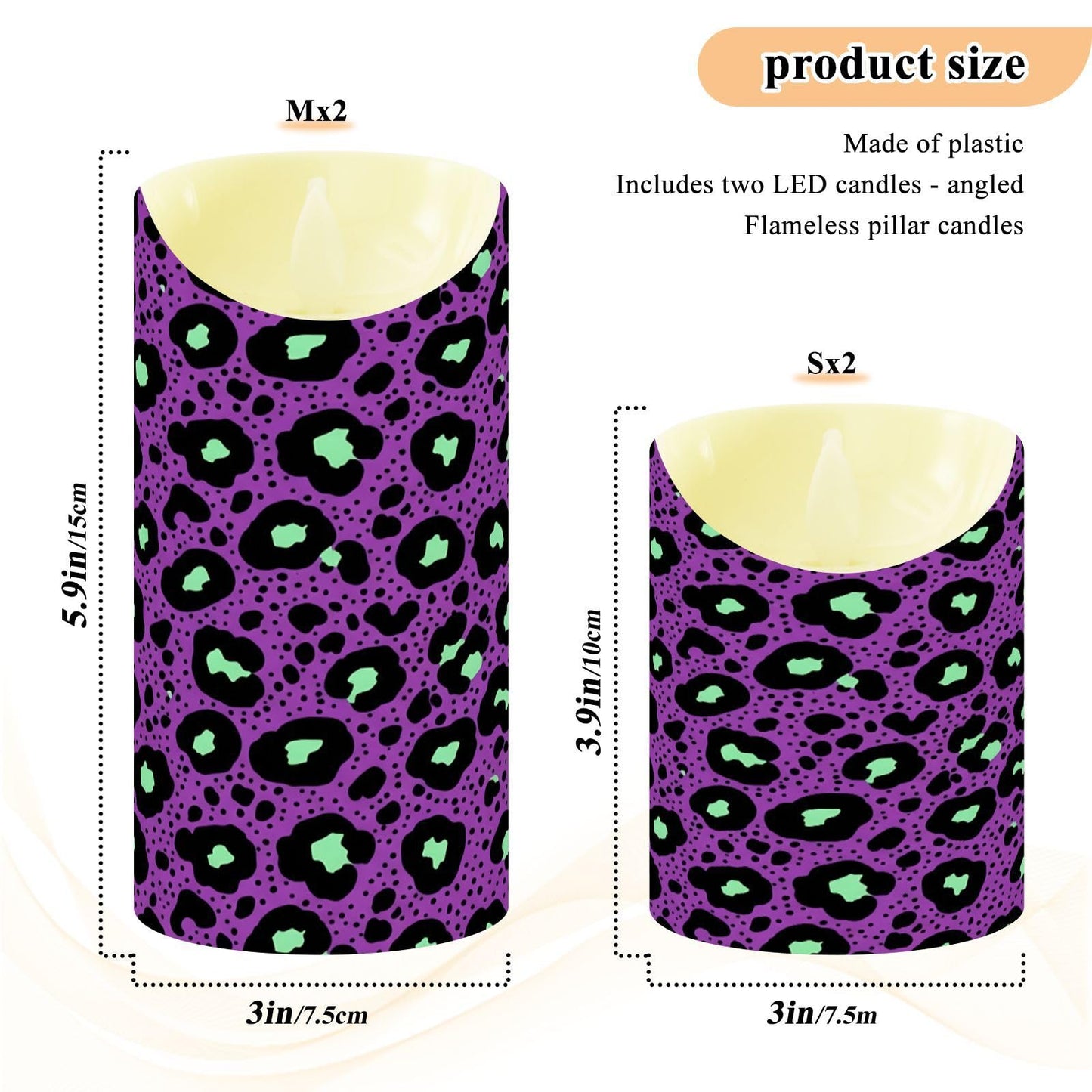 Gravopti Leopard 2 Pack Flameless LED Pillar Candles with Remote & Timer, Battery Operated, Flickering Wax Candle for Wedding, Romantic Home & Party Decor