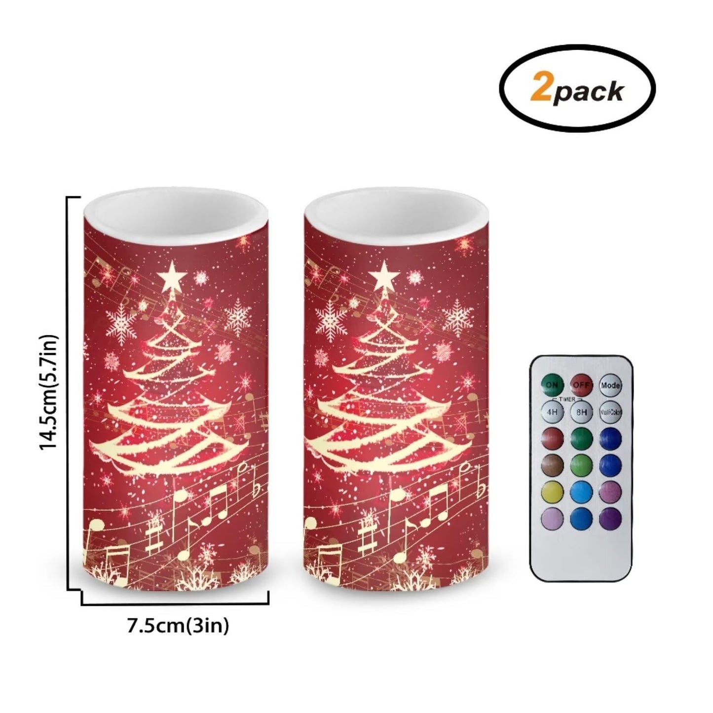 Luarisgur Red Flameless Candles with Remote Christmas Tree LED Table Candles Battery Operated with 4/8 Hour Timer for Indoor Christmas Decorations Xmas Holiday Home Flameless Flickering Candles