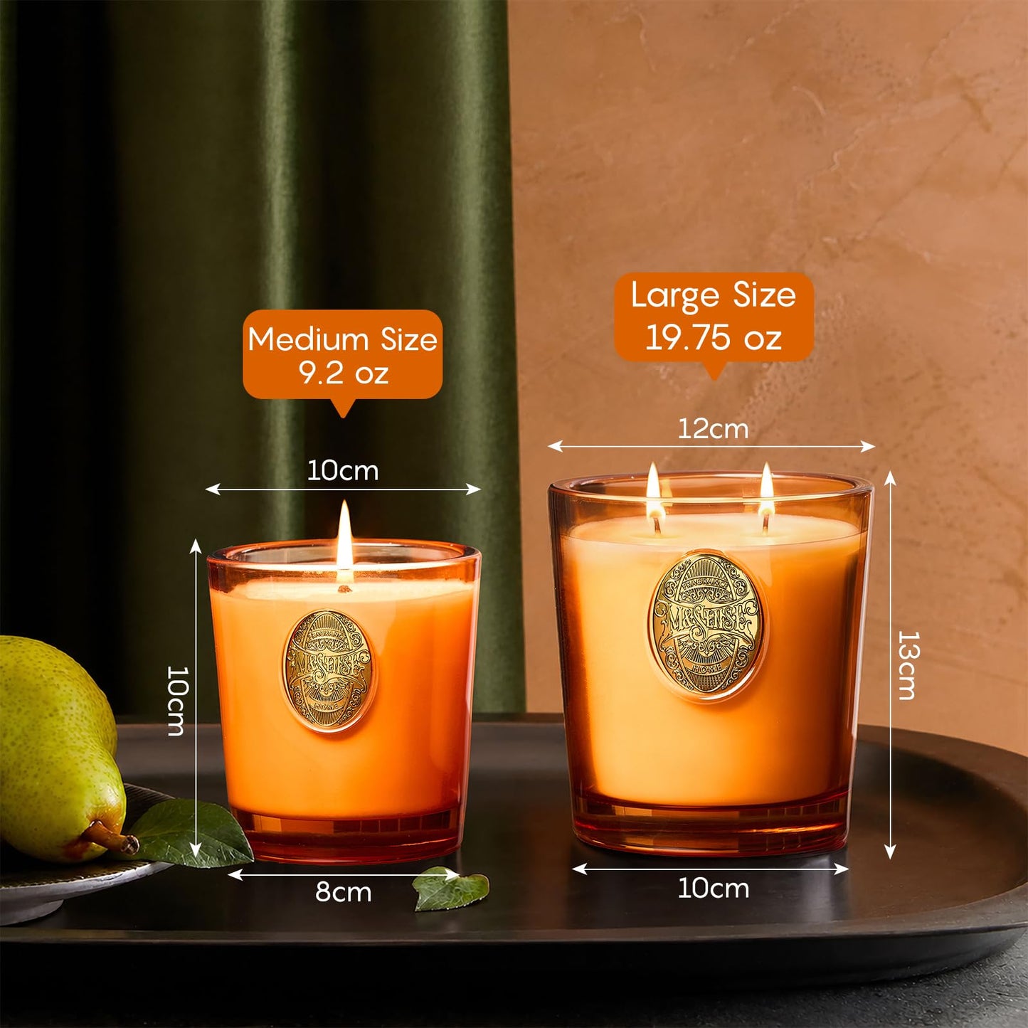 M&SENSE Orange Goji Scented Candle | Orange Candle for Home Scented, Gift for Women | 9.2 oz Soy Wax Candle Set for Relaxation, Gifting