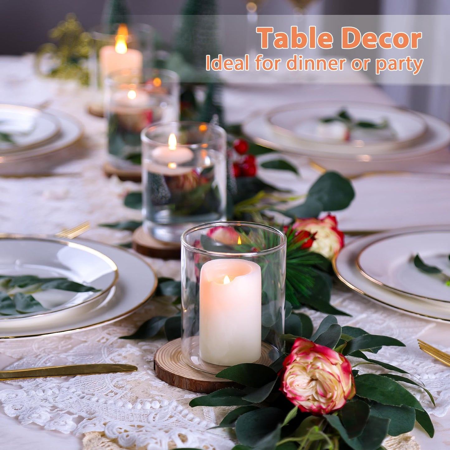 12pcs Floating Candle Vases and 24pcs Tealight Candle Holder, Glass Centerpieces for Tables, Hurricane Candle Holders for Table, Home Décor