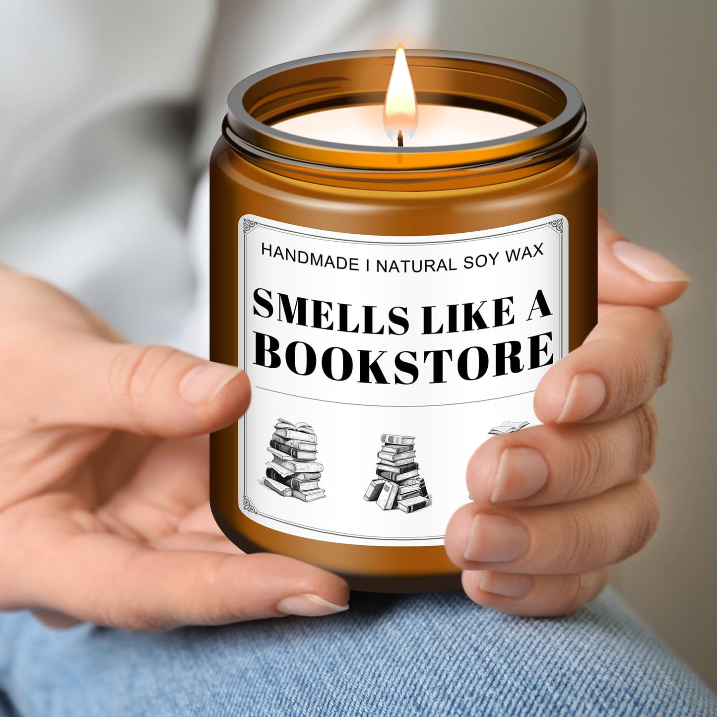 RIZOOCE Book Lovers Candle Gifts, Funny Gift Ideas for Book Lovers, Birthday Bookish Presents for Readers Librarian Bookworms -Old Book Candles (7Oz)