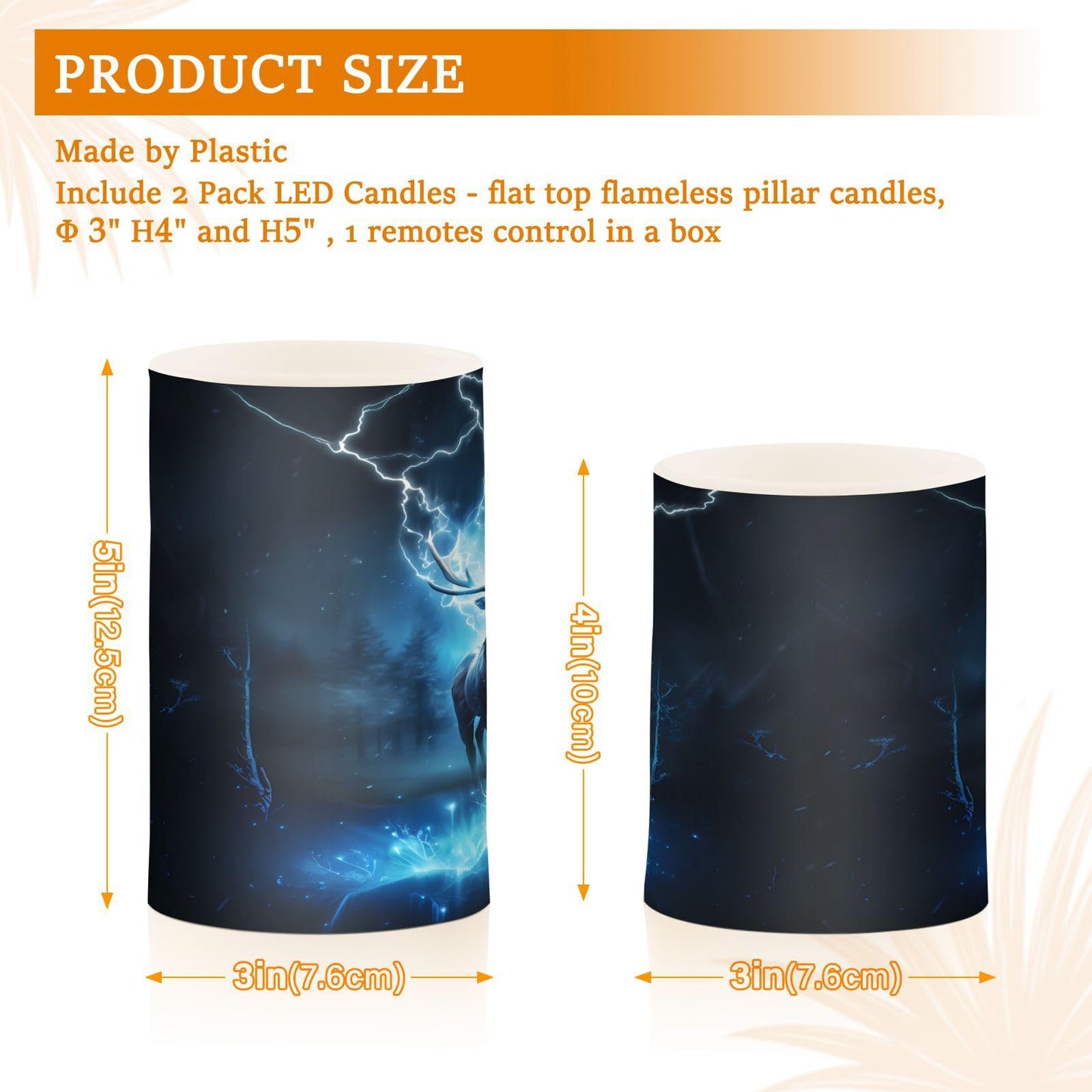ALAZA Deer Night Flickering Flameless Candles Battery Operated with Remote Timer,Tea Light Candles LED Pillar Votive Candles Set of 2 for Outdoor Indoor Decorations