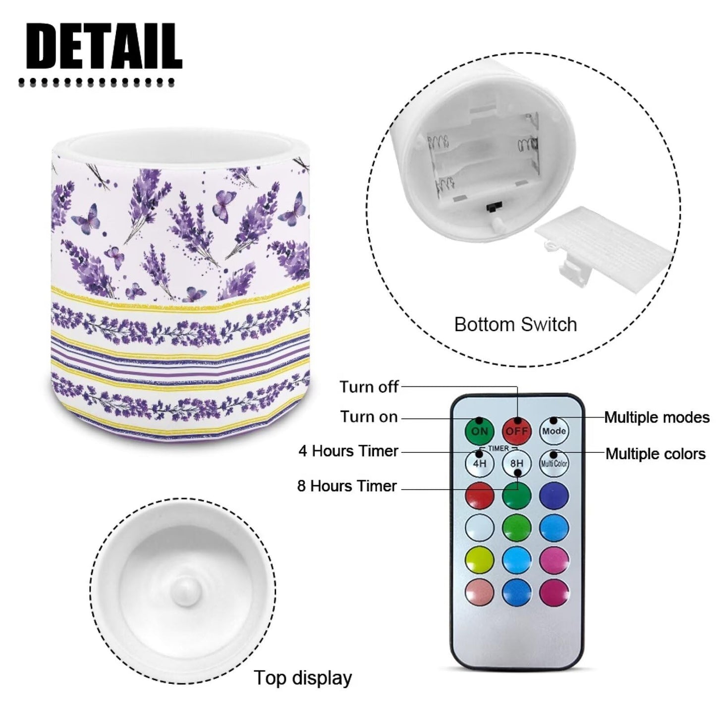 Cozeyat Lavender LED Candles Set of 4 Battery Powered Flameless with Remote Timer Dancing Flame Waterproof for Home Garden Patio Table
