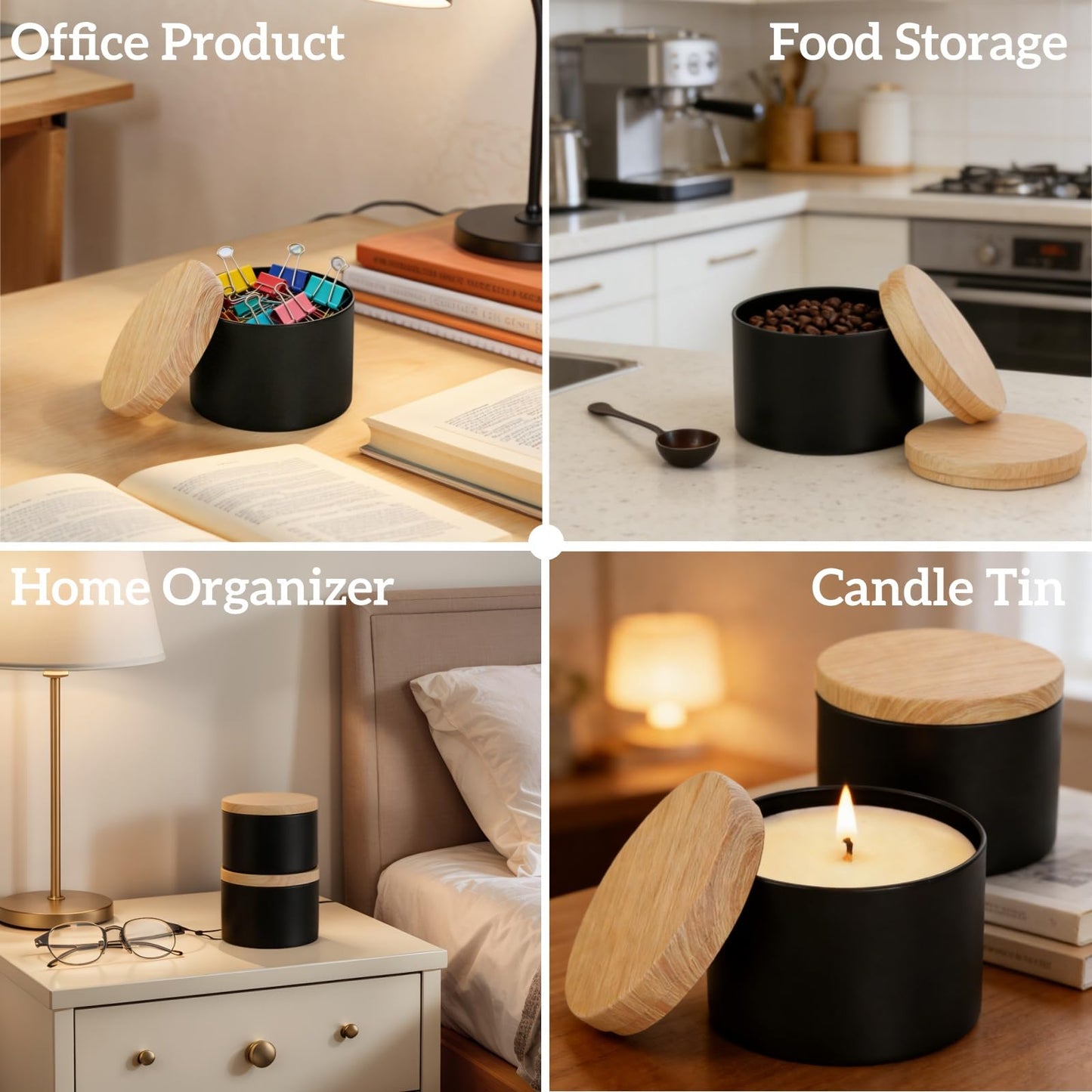 Pumtus 24 Pack 8 OZ Candle Tins, Matte Black Candle Container with Lids, Round Metal Jars for Making Candles, Bulk Empty Candle Vessel, Wax Mold Supplies, Gift Packaging Can for DIY, Storage, Gift