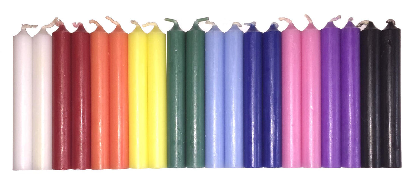 Biedermann & Sons Multicolor Chime Candles (Set of 20), Unscented Dripless Tapers, 4 Inch Tall 0.5 Inch Diameter, 2 Hour Burn, Colorful Sticks for Angel Chime Carousels and Chime Holders