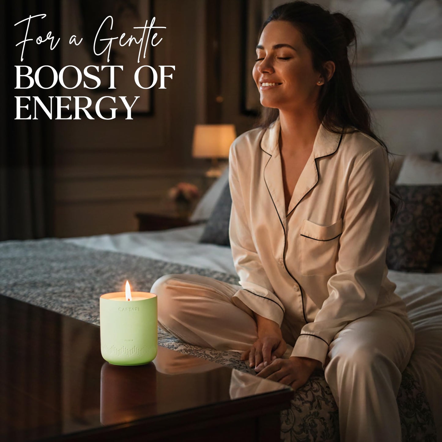 CAFTARI Elixir Scented Candle | Bergamot, Mandarin & Tea Accord | Soy Candles Non Toxic | 60- Hour Burn | Spring Candle | Uplifting Aromatherapy | Ceramic Jar | Luxury Gift for Women | 10.5 oz