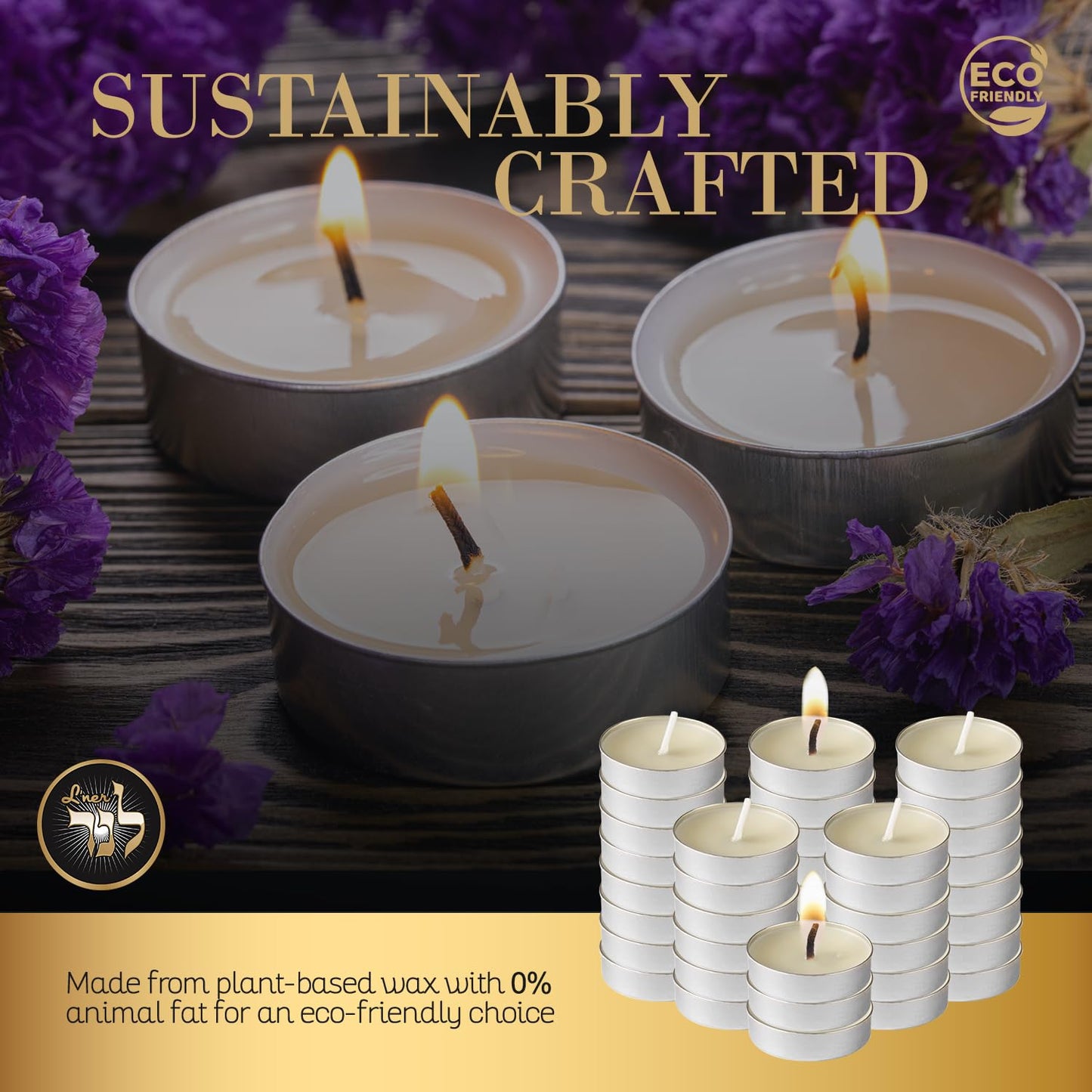 L’ner 1.5 Hour MINI Tealight Candles, 200 Pack – Smokeless & Dripless Unscented Tea Lights, Plant-Based Wax, Lead-Free Cotton Wick – Premium Quality Tea Lights for Shabbat, Memorial, Home, Weddings