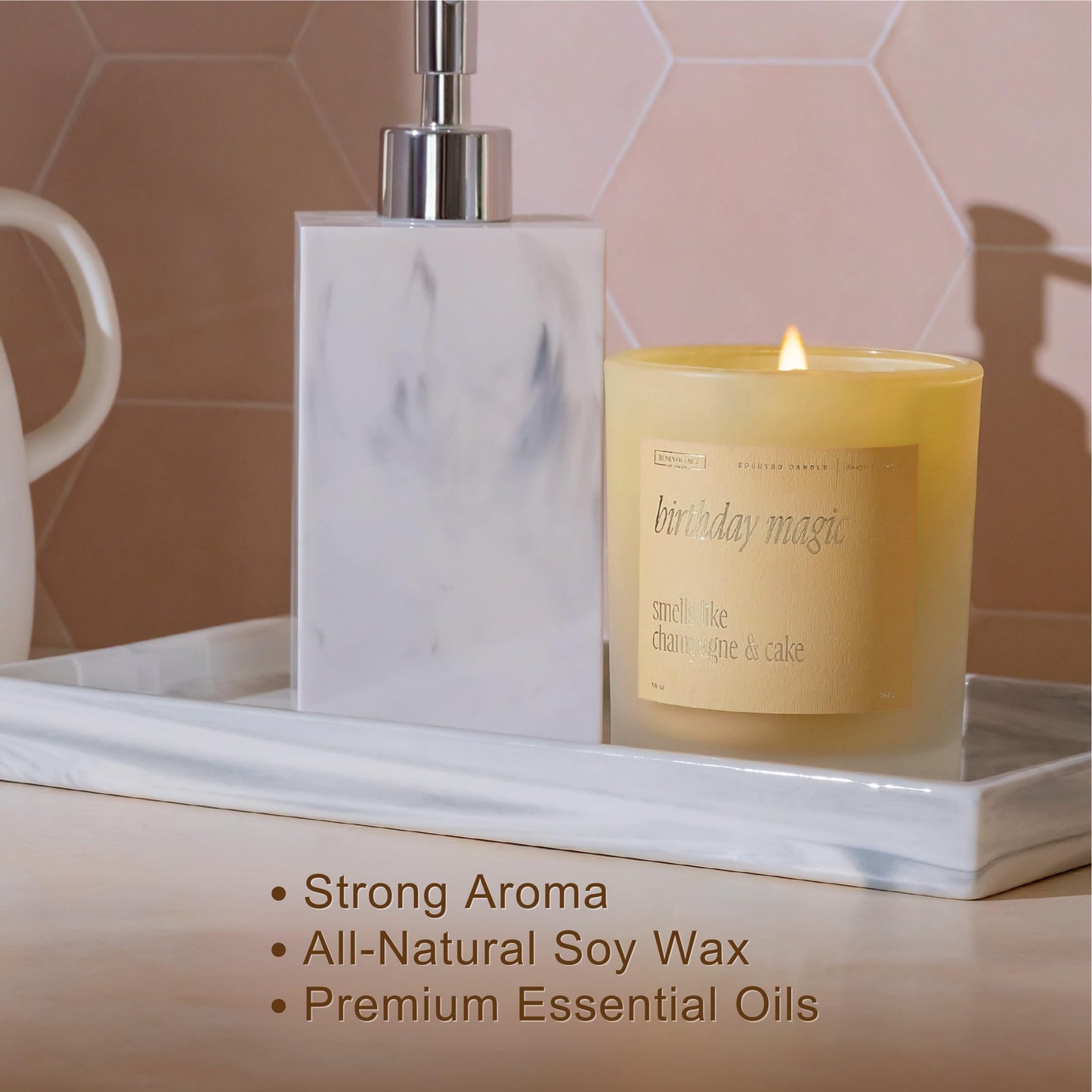 Benevolence LA Birthday Magic Scented Candles | 10 oz, 40-50 Hour Burn | Gifts for Women | Celebration Candle for Best Friend, Mom | Unique Womens Birthday Gift - Smells Like Champagne & Cake