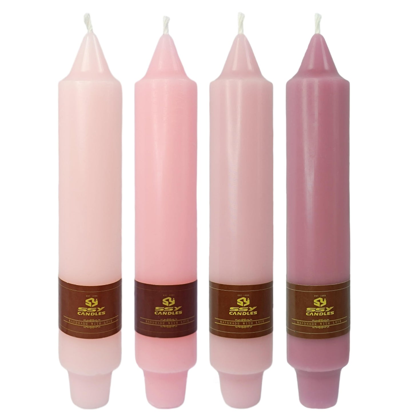 7 Inch Gradient Pink Taper Candle Set of 4 Unscented Candles Sticks Smokeless Short Tapered Candles for Home Party Wedding Decoration Valentine's Day Anniversary & All Special Occasions