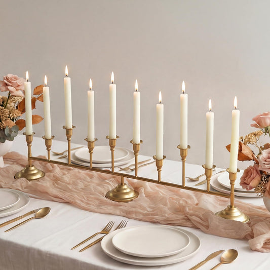 Sziqiqi Gold Candelabra Wedding Centerpieces: 32 inches Long Candelabra - Vintage Candle Holder for Candlesticks 10 Cups Candlestick Holder for Party Anniversary Decor