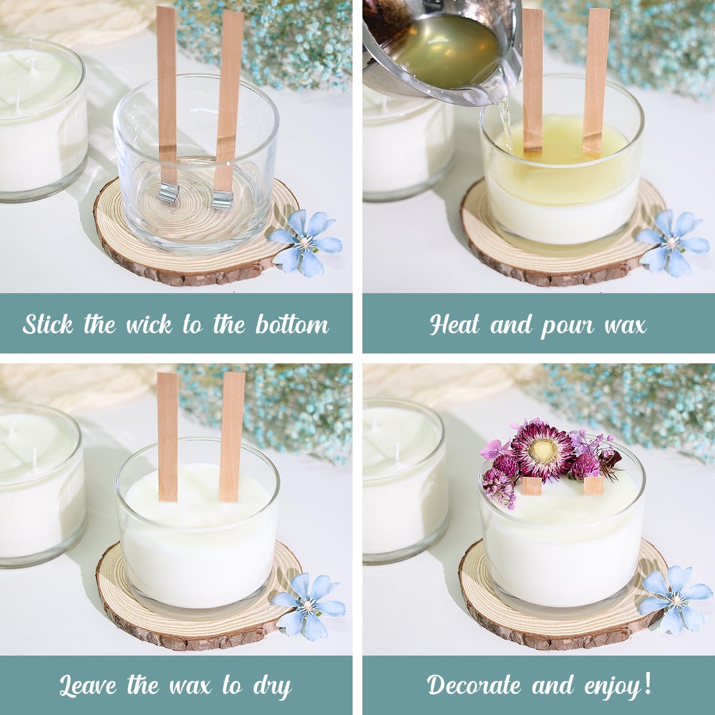 SUPMIND 16 fl. oz Candle Jars 6 Pack - 3 Wick Large Empty Clear Glass Candle Making Vessels with Bamboo Lids, Bulk Candle Jars for Making Candles Containers - Dishwasher Safe
