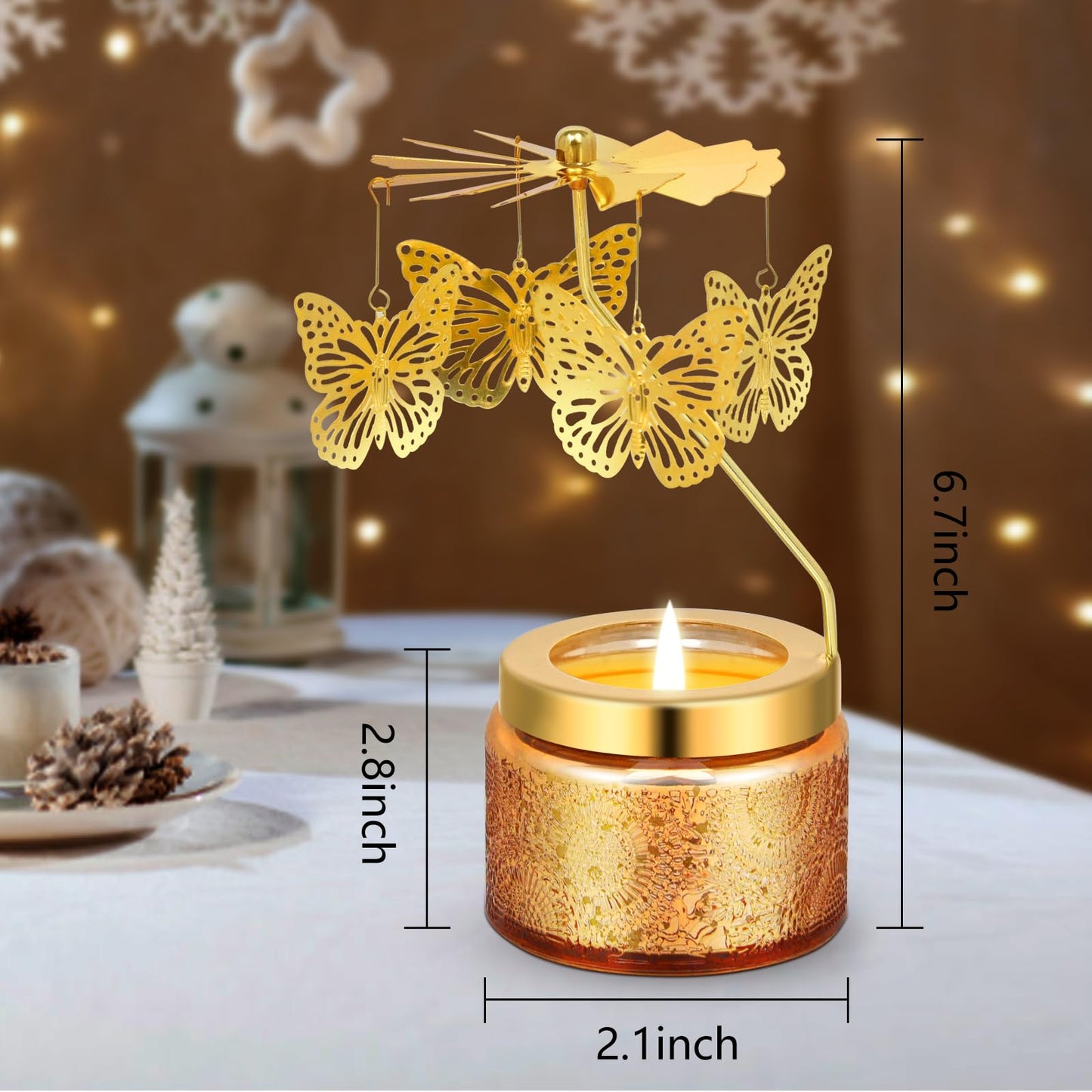 Kunrsug Butterfly Rotating Scented Candles Gift Set for Birthdays, Christmas, Thanksgiving, or As A Unique Present for Your Mom, Sister, Girlfriend, Colleagues, Friends, or A Dear Friend