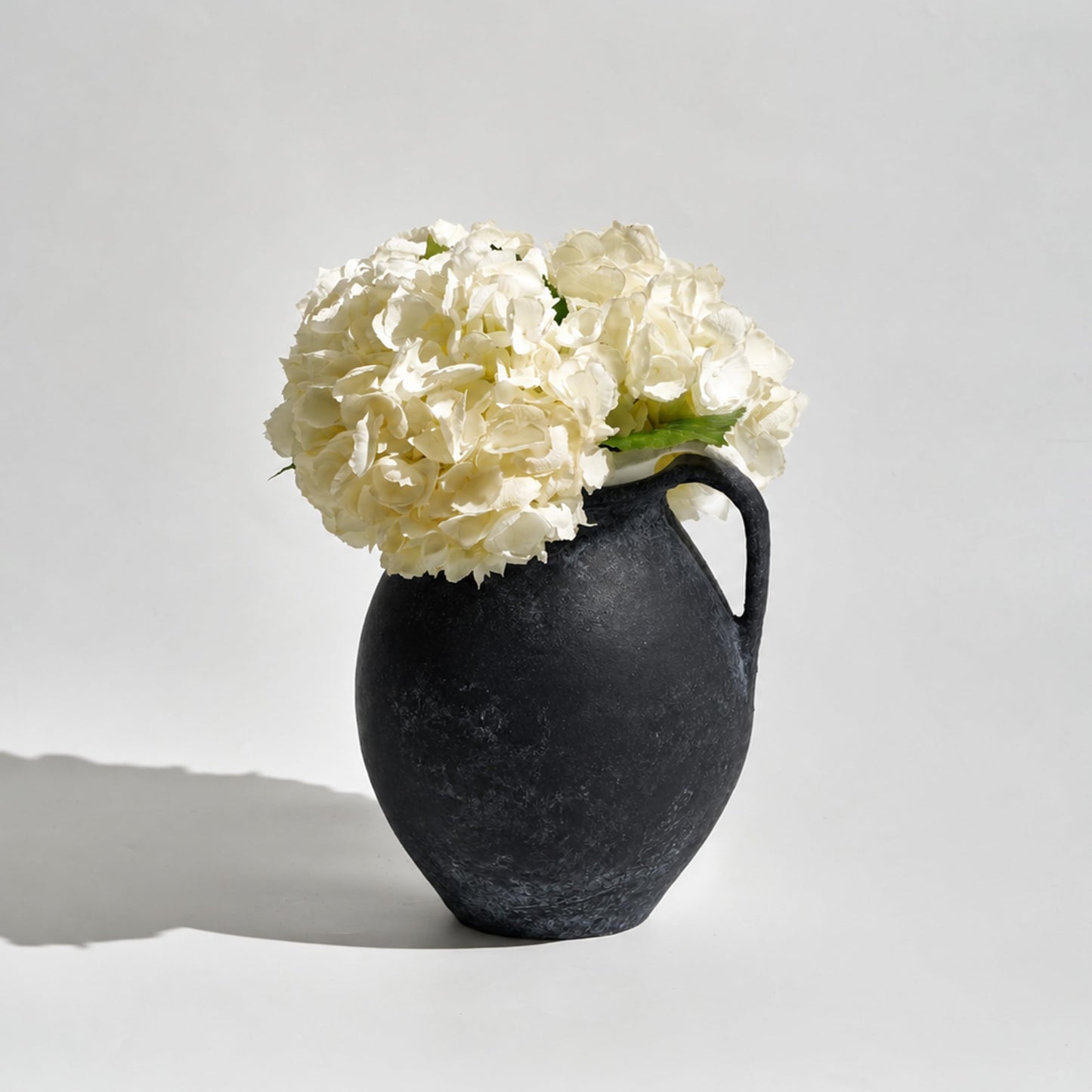 LB2 Black Ceramic Large Vase, 11.2" Tall Zen Style Vase, Terra Cotta Pitcher, Distressed Farmhouse Decor, Pottery Decorative Flower for Home Decor (D - Black 11.2")