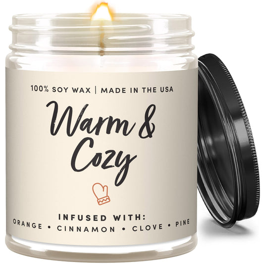 Wax & Wit Warm and Cozy Christmas Candles Scented – Orange, Cinnamon, Clove, Pine – Fall Candle, Perfect Holiday, Winter, Xmas, Autumn Gifts – 9oz, Soy Wax, 50 Hour Burn