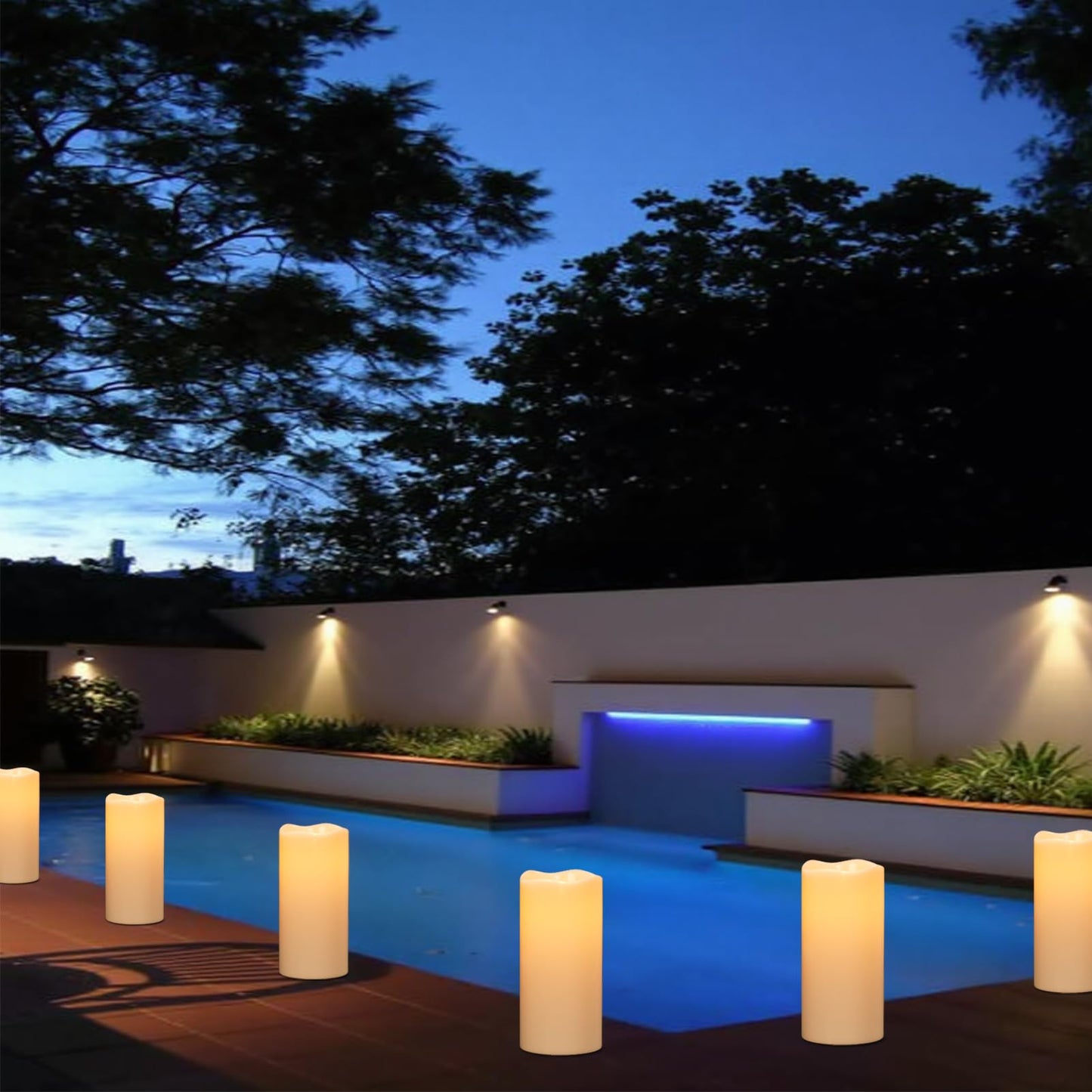 Wondise Solar Powered Candles IP65 Outdoor Waterproof Rechargeable LED Candles Battery Operated Dusk to Dawn Plastic for Camping Patio Porch Lanterns(2 Pack, 4" D x 8" H)