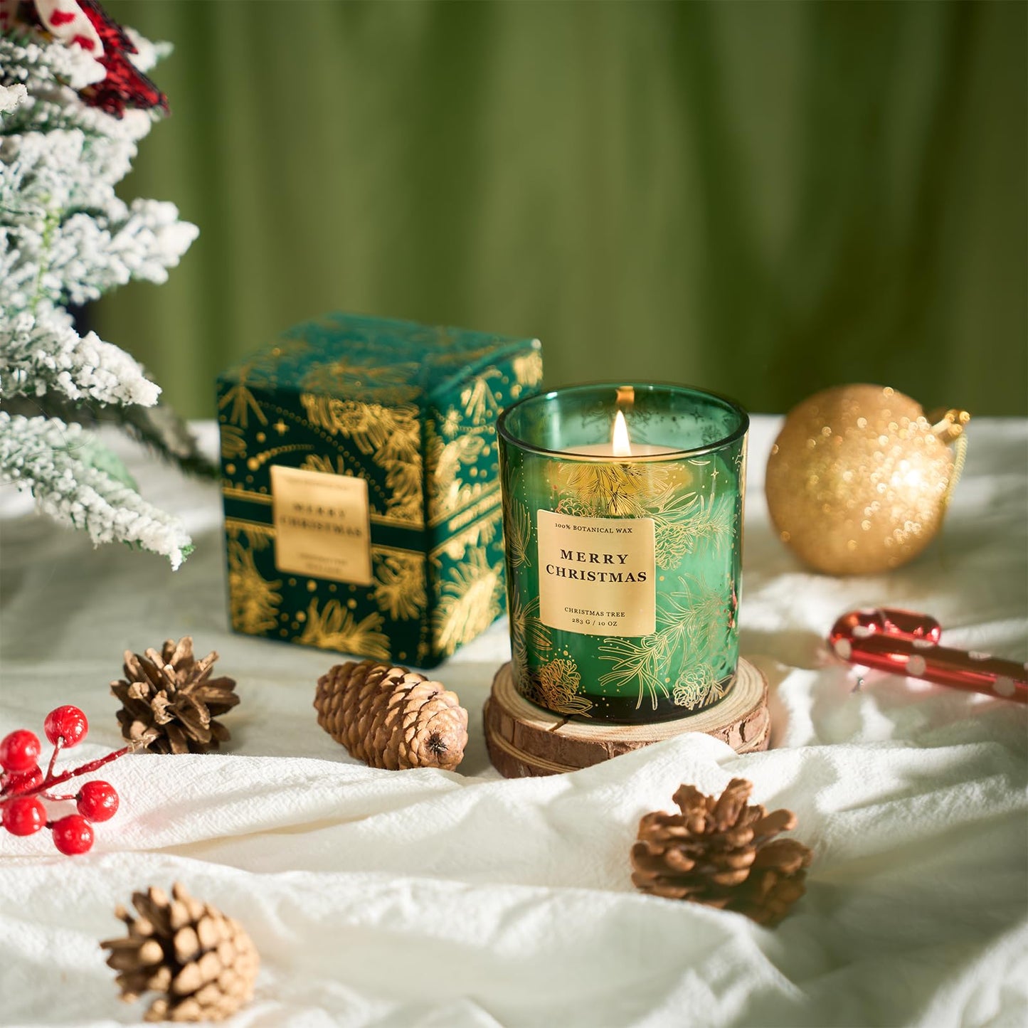 M&SENSE Holiday Scented Candle Gift for Women and Men - Christmas Tree, 10 oz Soy Wax, Birthday, Holiday, Christmas,New Year Gift
