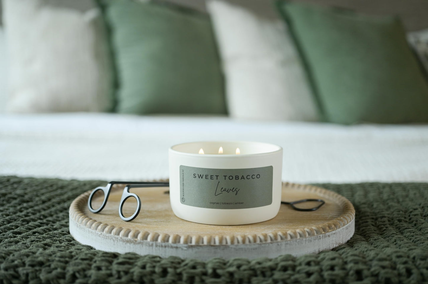 Milkhouse Candle Company Sweet Tobacco Leaves Soy Candle - Honey | Tobacco | Teakwood Scented - 10 oz Signature Statement with Lid, 20+ Hour Burn Time, Made in the USA